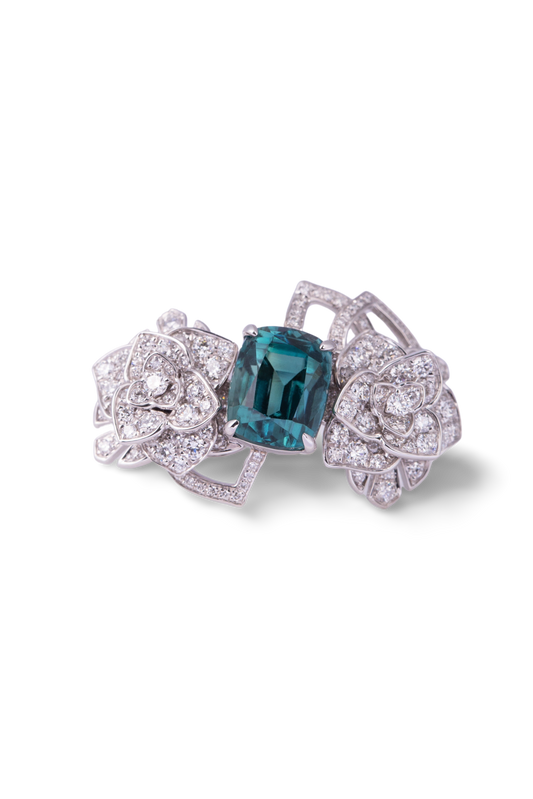 Twin Flower Lagoon Tourmaline Ring