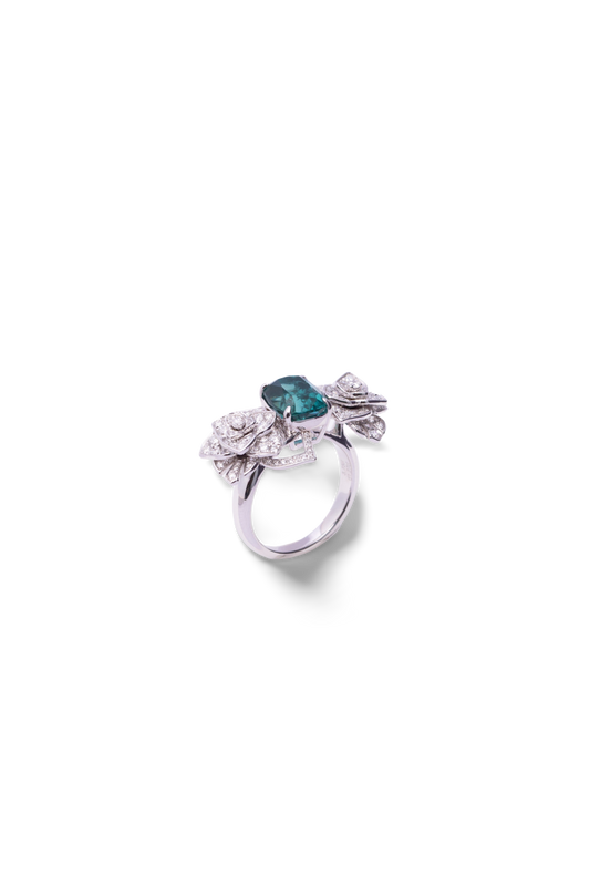 Twin Flower Lagoon Tourmaline Ring