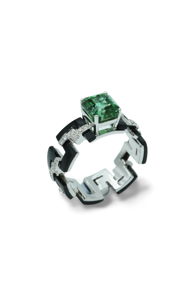 Lagoon Tourmaline Ring with Enamel