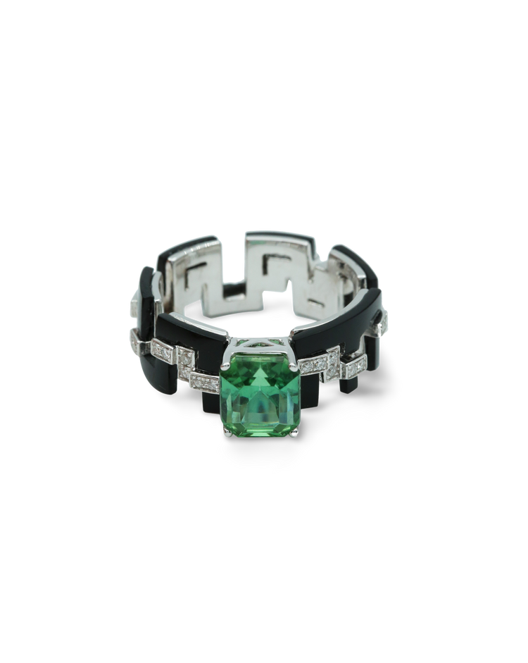 Lagoon Tourmaline Ring with Enamel