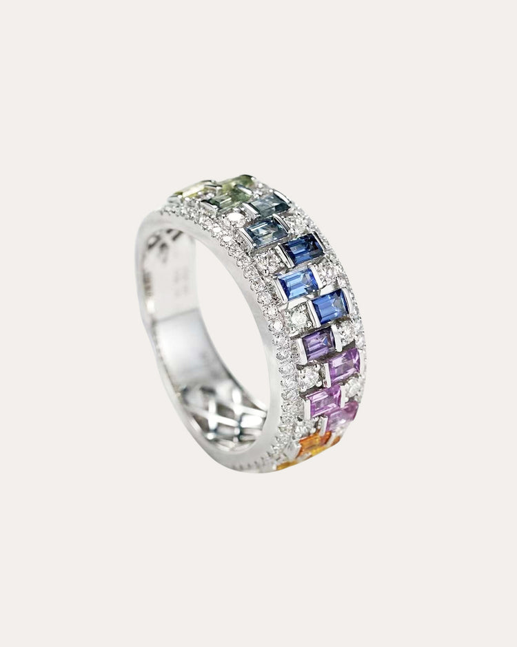 Irregular Rainbow Sapphire Ring – A Bold Expression of Color