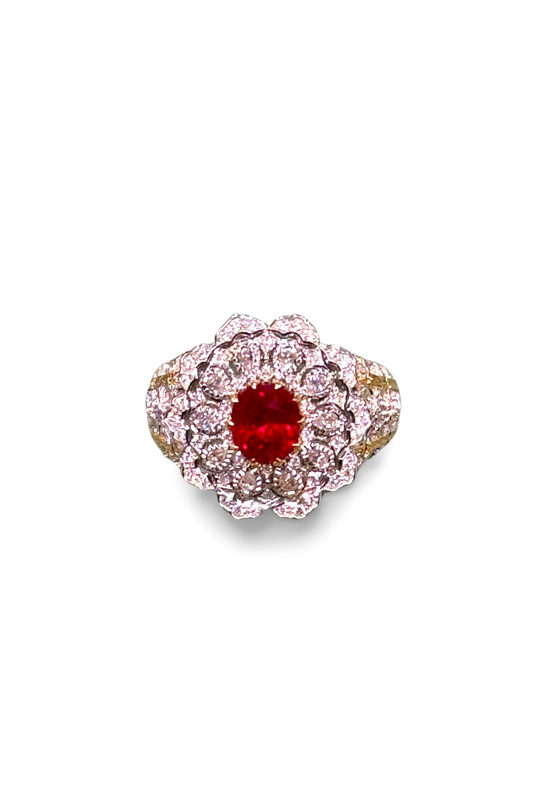 Florentine Engraved Gold Ruby Ring